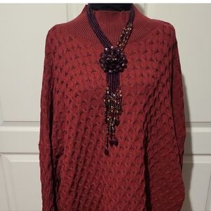 13: Sweater: EUC Chunky Thick Cable Knit: Rust: p2p: 32in Length: 32in